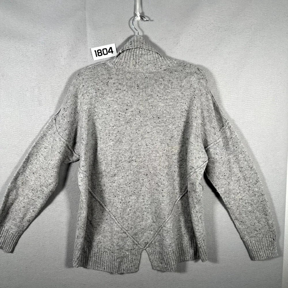 Michael Kors Sweater Womens Large Gray Tweed Knit Turtleneck Split Back Pullover